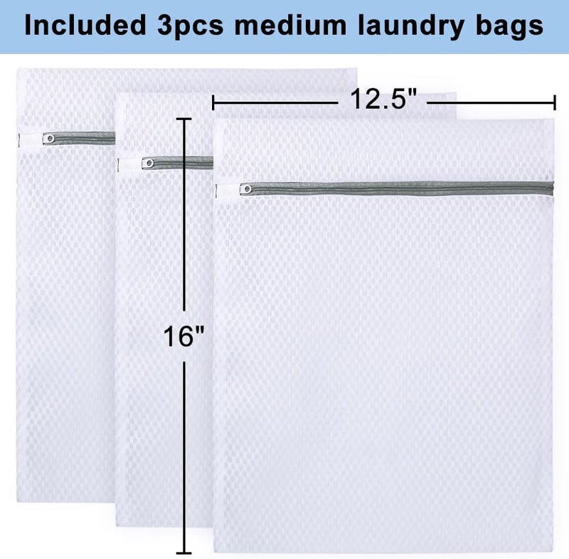 Vivifying 3Pcs Mesh Laundry Bags for Delicates, Honeycomb Mesh Wash Bags with Zipper for Washing Machine, Shoes, Lingerie, Socks and Stuffed Toys (Medium, 12.5 x 16Inches) - Image 4